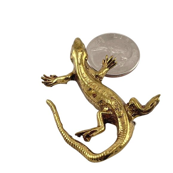 Gold-Toned Lizard Brooch Pin Jewelry Accessory - Picture 6 of 6
